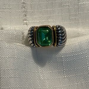 Silver & Green Ring, EUC, 7